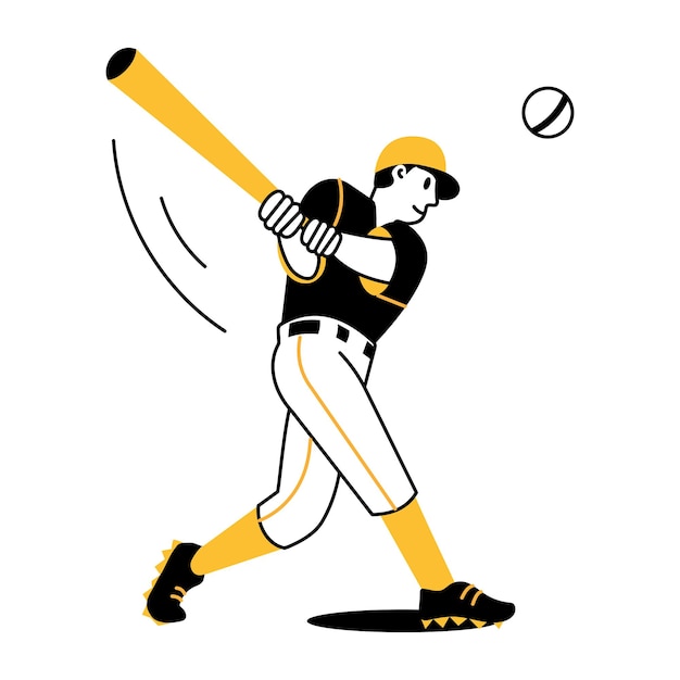 Una ilustración sketchy que muestra a un jugador de béisbol golpeando una pelota