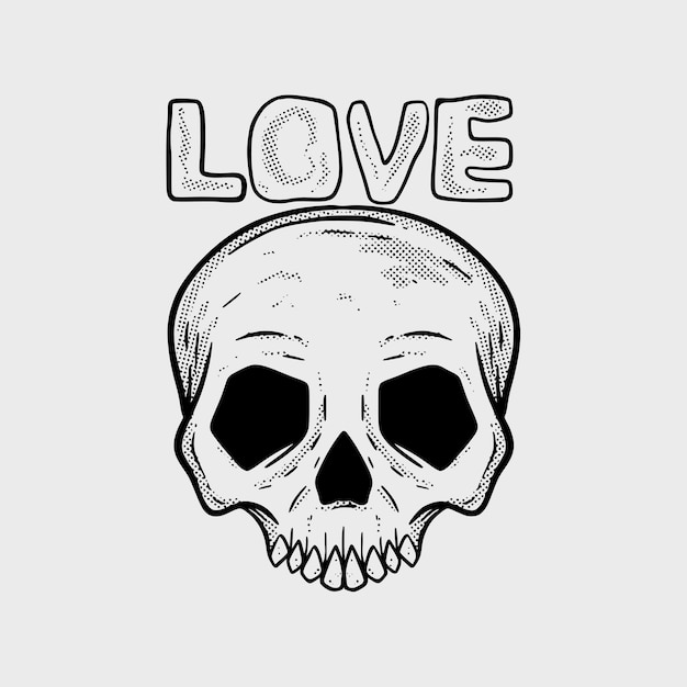 La ilustración de Skull Love para la sudadera con capucha de la chaqueta de la camiseta se puede usar para pegatinas, etc.