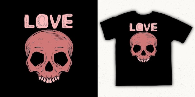 La ilustración de skull love para la sudadera con capucha de la chaqueta de la camiseta se puede usar para pegatinas, etc.