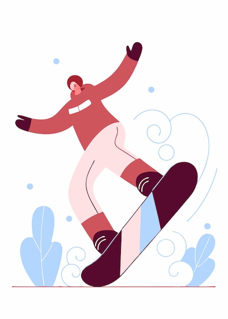 Ilustración de snowboard sobre un fondo blanco