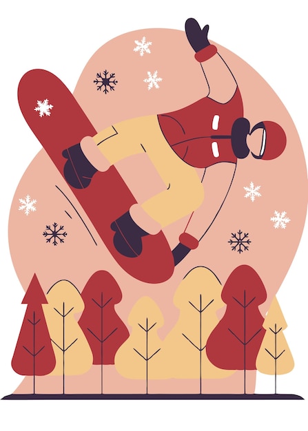 Ilustración de snowboard sobre un fondo blanco
