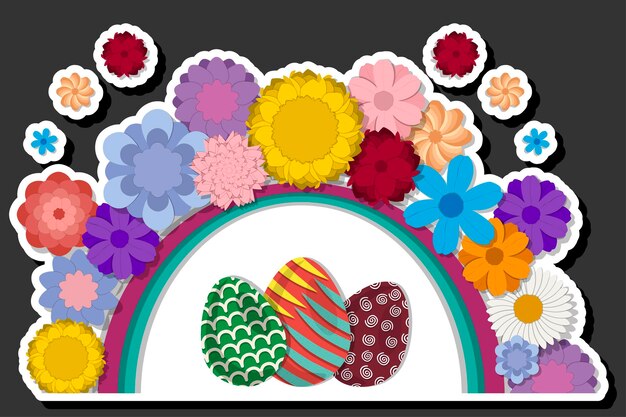 Vector ilustración sobre la celebración temática de la fiesta de pascua con huevos brillantes de colores de caza