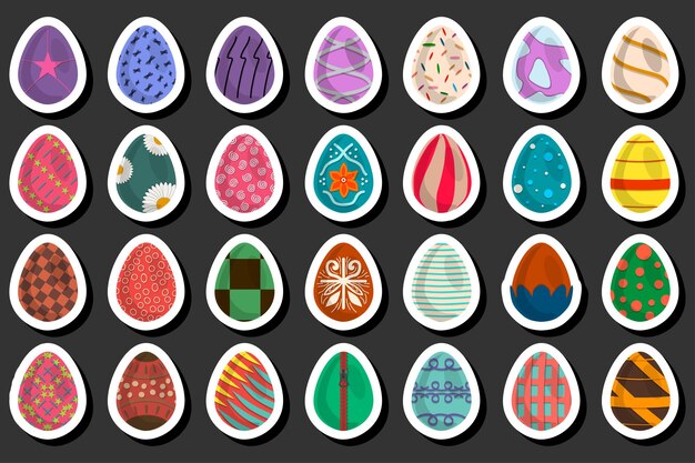 Vector ilustración sobre la celebración temática de la fiesta de pascua con huevos brillantes de colores de caza