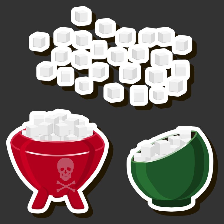 Vector ilustración sobre el tema del azúcar dulce sabroso para el menú del restaurante