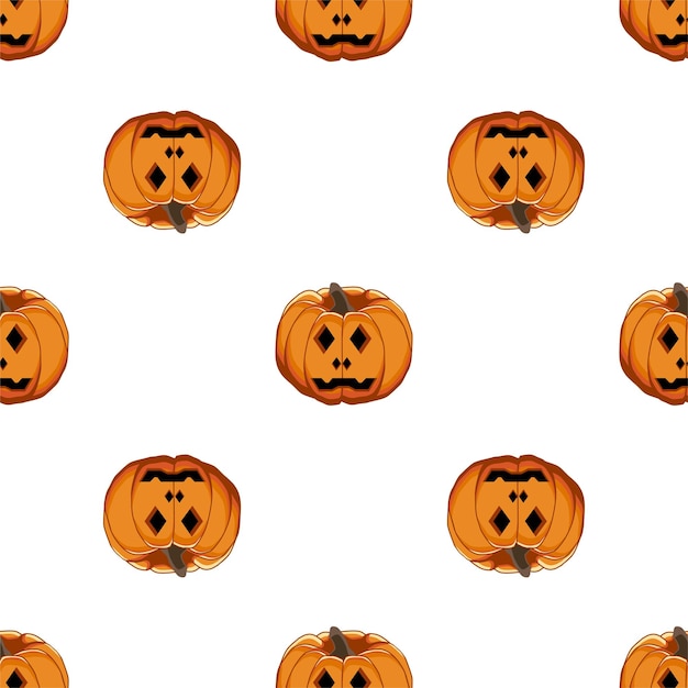 Ilustración sobre el tema de gran patrón de color Halloween calabaza naranja sin costuras patrón sin costuras que consiste en el accesorio de la colección de calabaza en Halloween patrón raro Halloween de la calabaza sin costuras