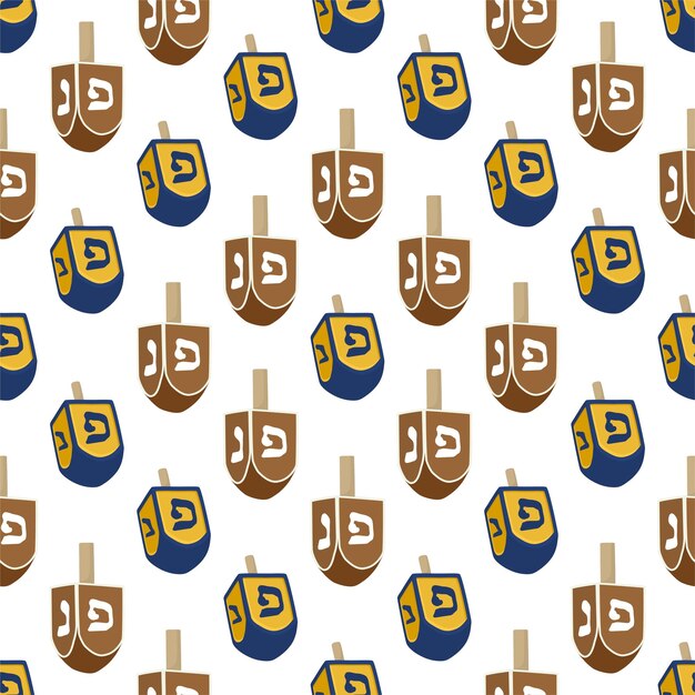 Ilustración sobre el tema gran patrón de color Hanukkah sin costuras conjunto dreidel patrón sin costuras que consiste en la colección de accesorios dreidel vacaciones Hanukkah patrón sin costura Hanukkah en dreidel viejo