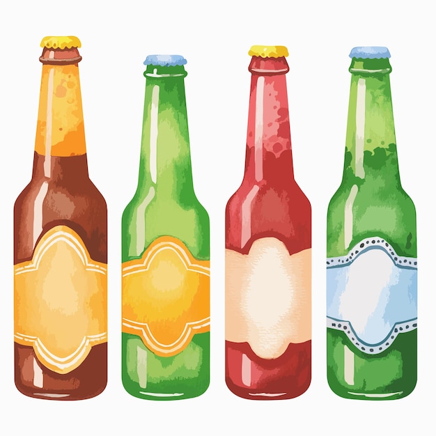 Vector ilustración sobre el tema de grandes botellas de vidrio de cerveza con tapa para cervecería