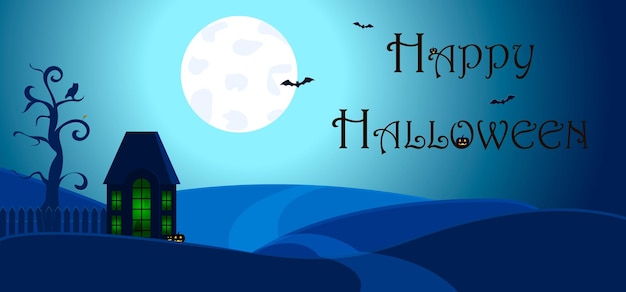 Ilustración sobre el tema de halloween en colores azules. Composición sencilla. Minimalismo.