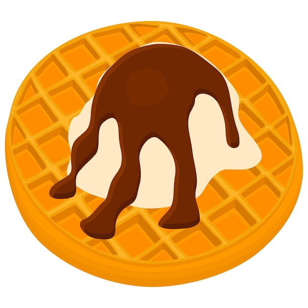 Ilustración sobre el tema del helado en waffle con celda