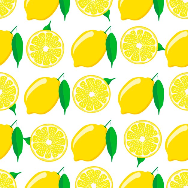 Ilustración sobre el tema del limón amarillo sin costuras de gran color
