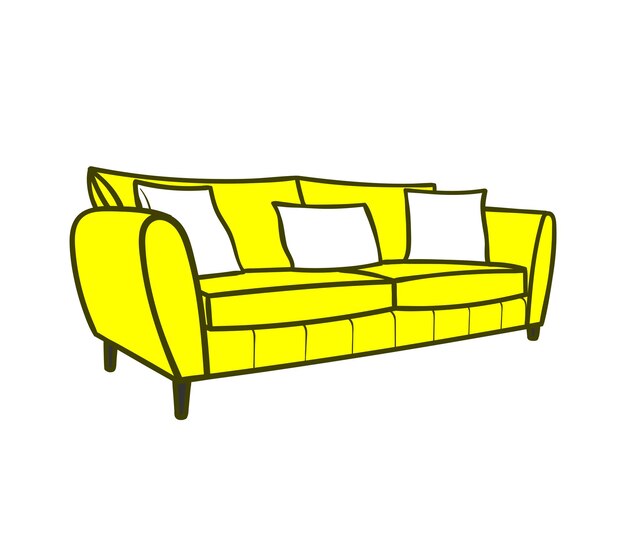 Ilustración del sofá de color plano