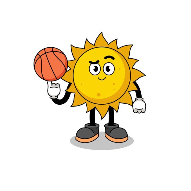 Ilustración de sol como jugador de baloncesto.