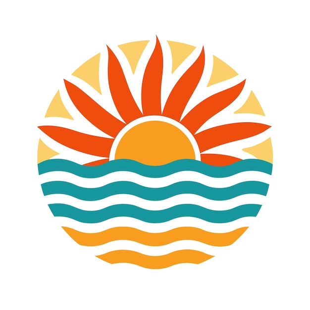 Ilustración del sol y el océano