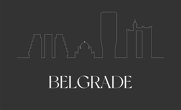 Ilustración de una sola línea de la ciudad de Belgrado