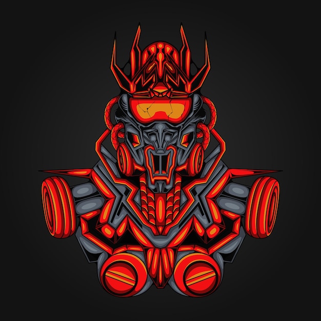 Vector ilustración soldado mecha robótico