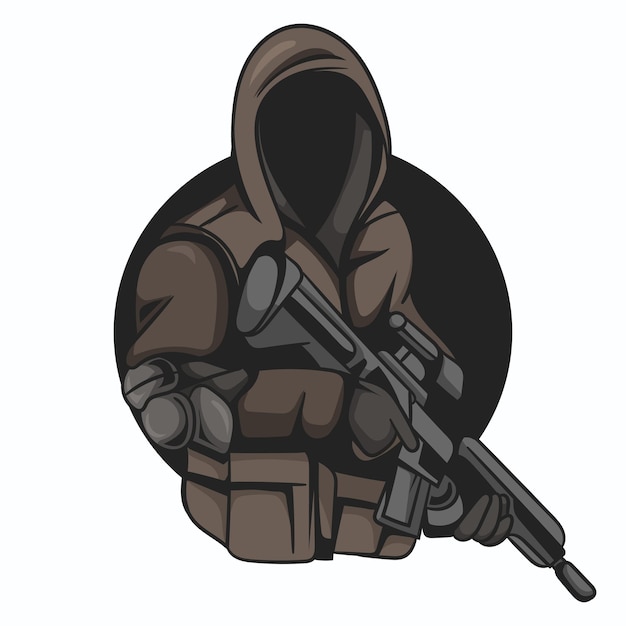 Vector ilustración de soldado sobre fondo blanco