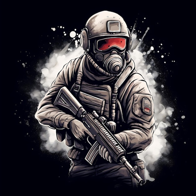 Ilustración de soldado vectorial