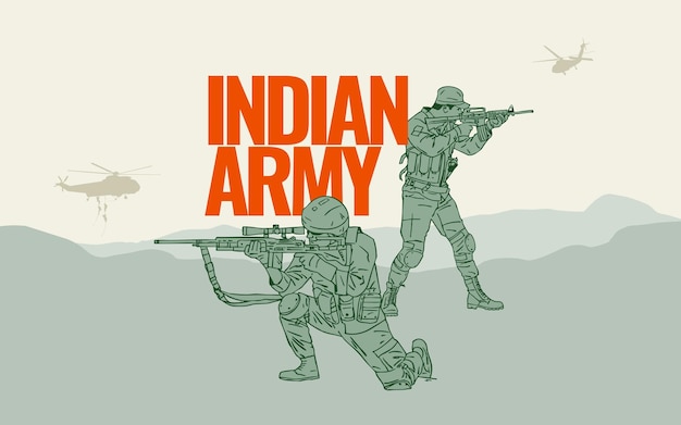 Ilustración de soldados indios Diseño de póster de ilustración vectorial del Día del Ejército Indio