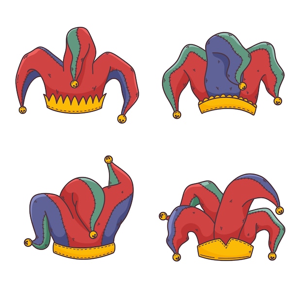Ilustración de sombrero de bufón dibujado a mano