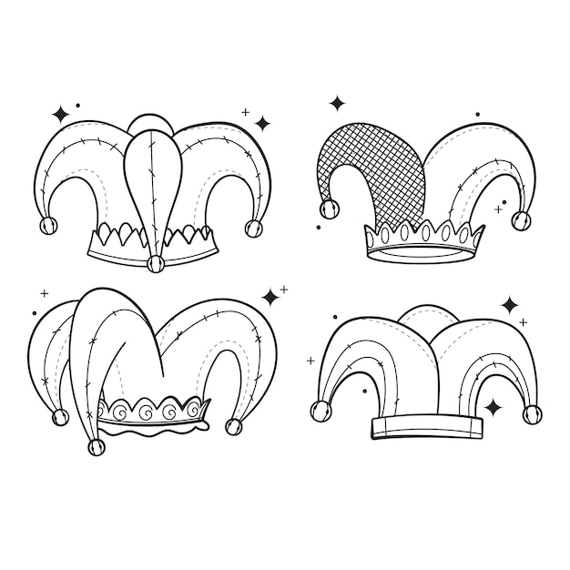 Vector ilustración de sombrero de bufón dibujado a mano