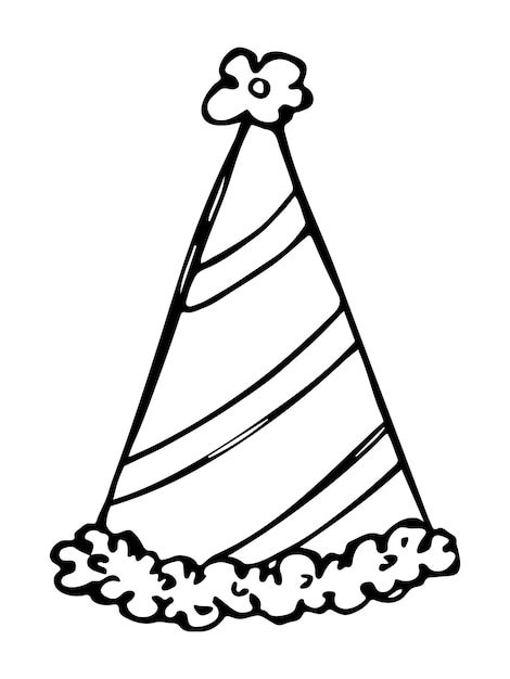 Ilustración de sombrero de fiesta dibujado a mano Gorra de cumpleaños doodle Clipart de vacaciones