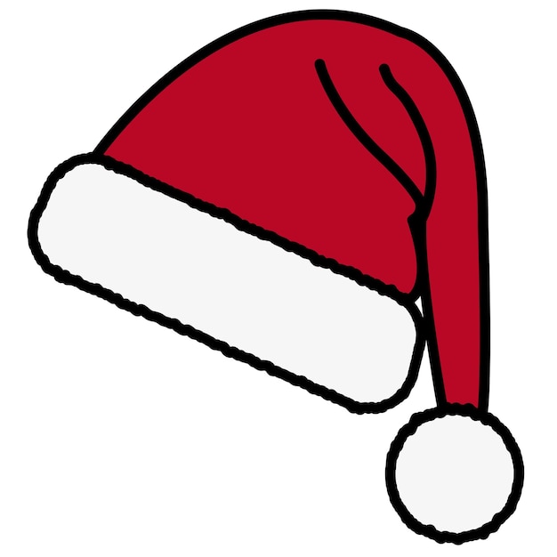 Ilustración de sombrero de Navidad. Rojo y blanco. Feliz navidad. Sombrero de Santa. Vector. Recurso gráfico.Icono
