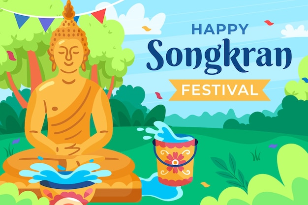 Vector ilustración de songkran plana