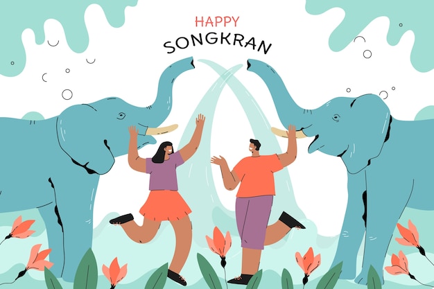 Ilustración de songkran plana