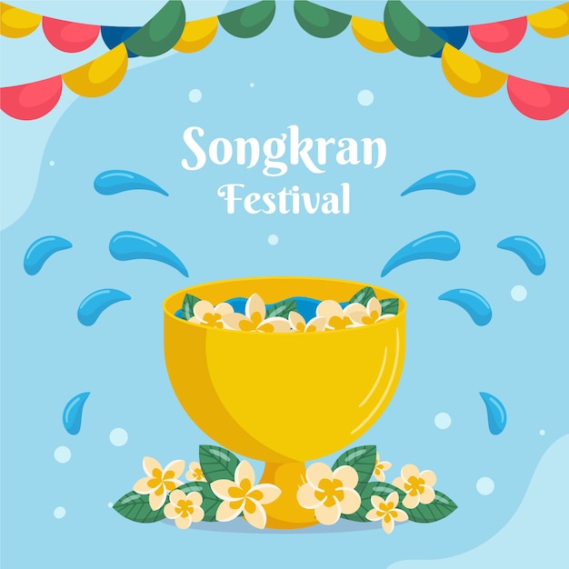 Vector ilustración de songkran plana