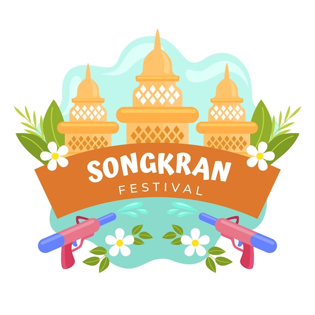 Ilustración de songkran plana