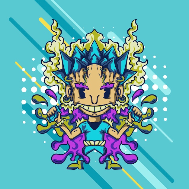Ilustración de sonrisa funky de vapor