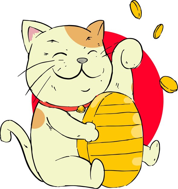 Ilustración de sonrisa de maneki neko