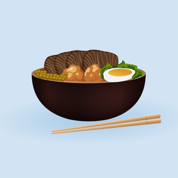 Vector ilustración de sopa de carne china