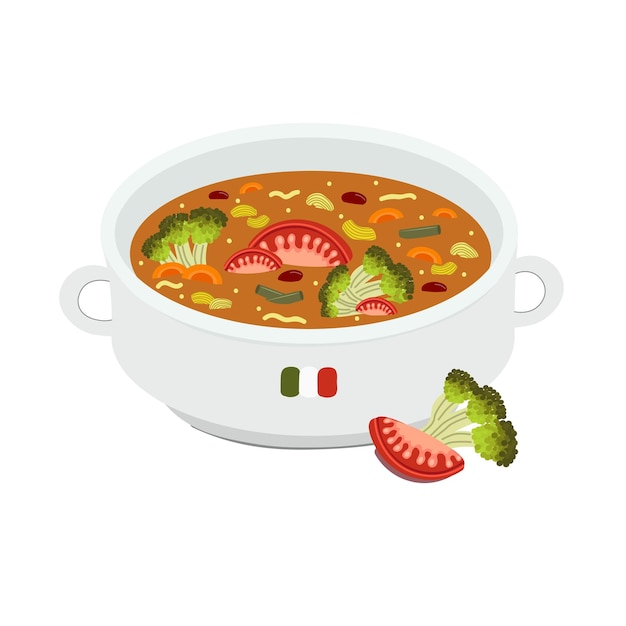 Vector ilustración de sopa italiana minestrone