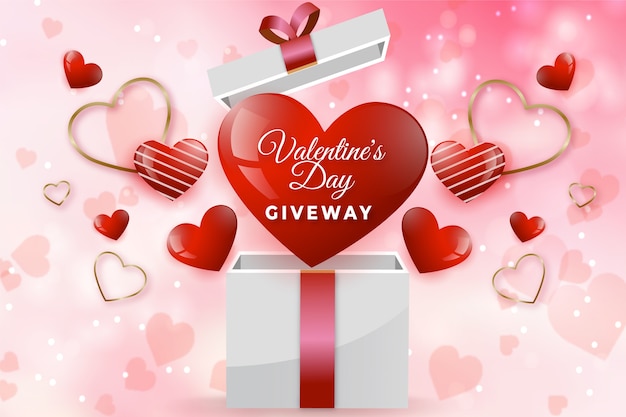 Vector ilustración de sorteo de día de san valentín degradado