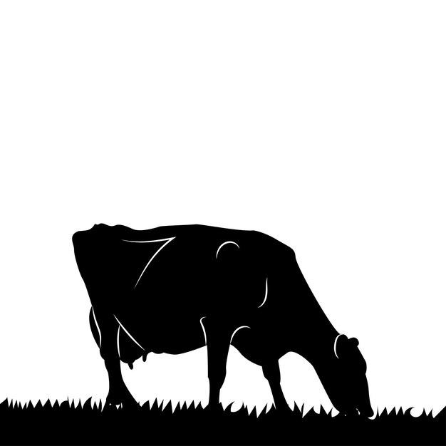 Ilustración de stock de Diseño de silueta de vaca vectorial premium