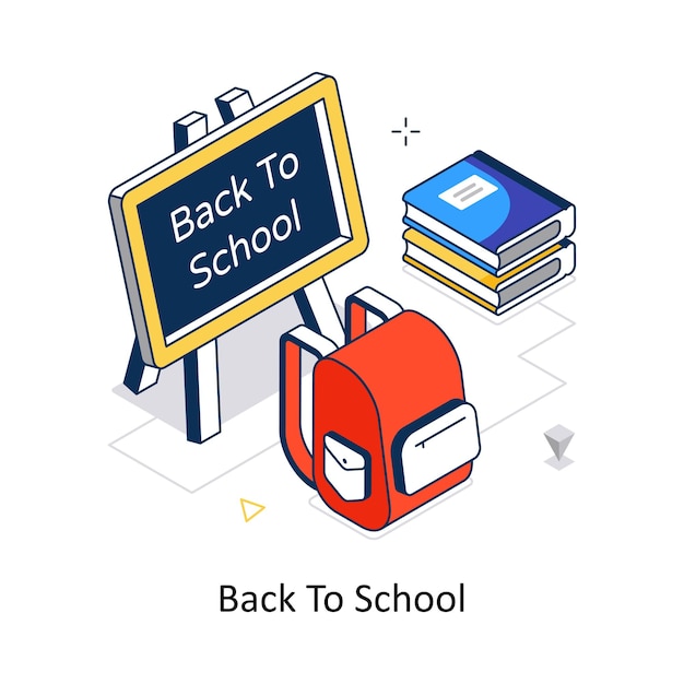 Ilustración de stock de estilo isométrico del concepto de Vector de Regreso a la Escuela Archivo EPS