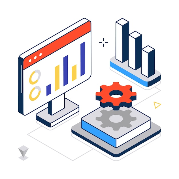 Ilustración de stock de estilo isométrico vectorial de concepto de tecnología archivo EPS