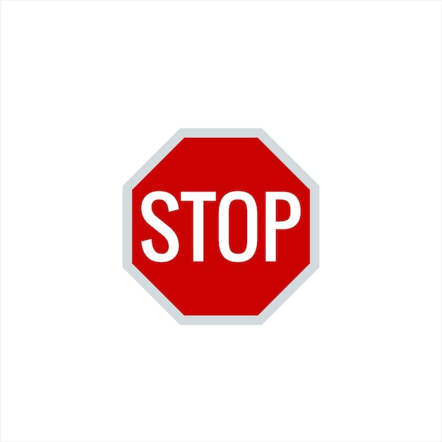 Ilustración de stock de icono de señal de stop sobre fondo blanco