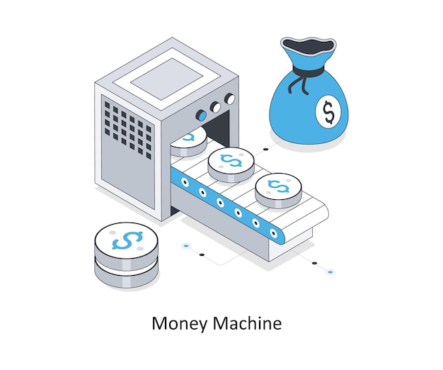 Ilustración del stock isométrico de la máquina de dinero EPS Ilustración de las existencias del archivo