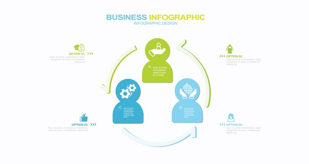 Ilustración de stock de plantilla de infografía moderna infografía tres objetos círculo sección transversal ch