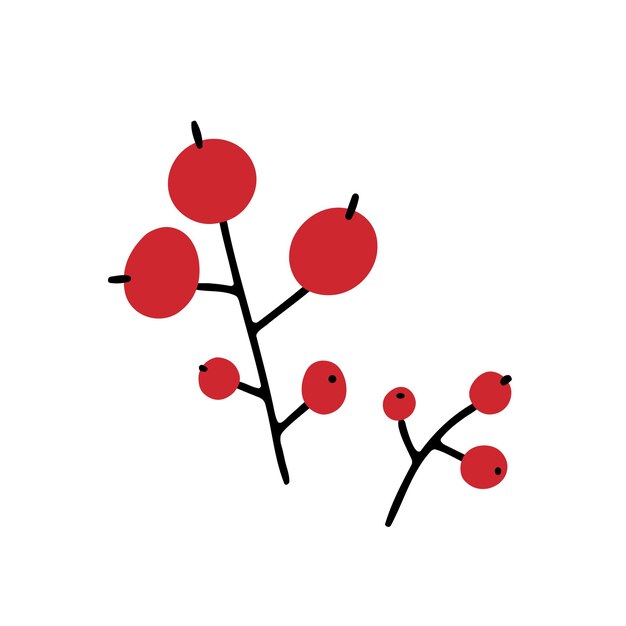Ilustración de stock vectorial con estilo de dibujos animados de grosellas rojas Estado de ánimo de verano de bayas Aislado sobre fondo blanco