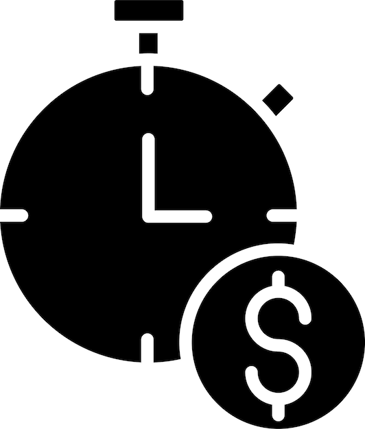 Ilustración de stopwatch de dólar sólido y vector de glifo