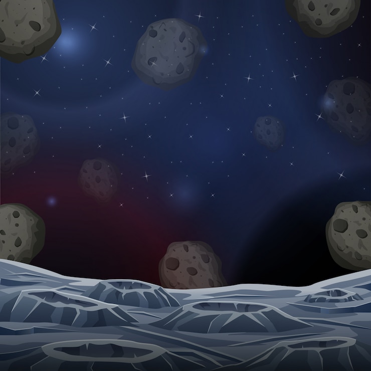 Vector ilustración de la superficie del asteroide espacial