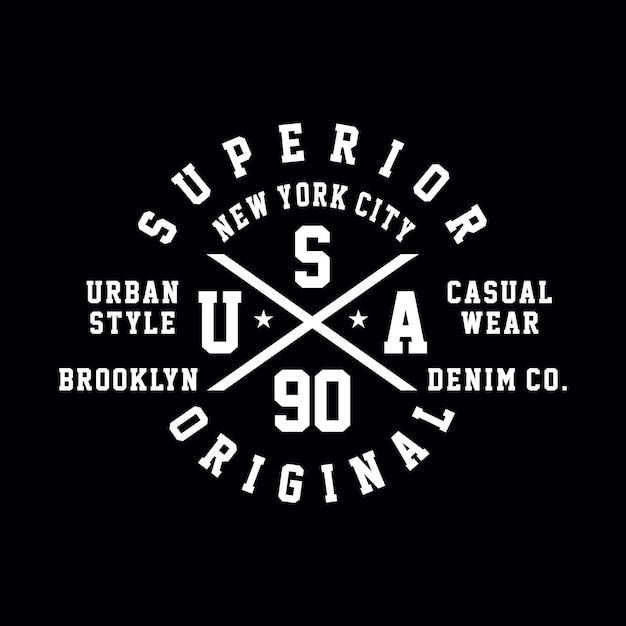 Ilustración superior del vector de la tipografía de la ciudad de nueva york para el vector premium de la camiseta de impresión