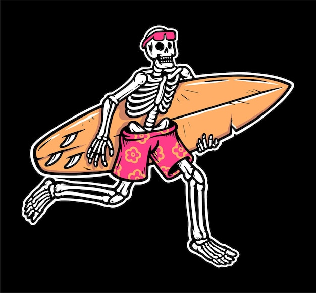 Ilustración de surfista de cráneo