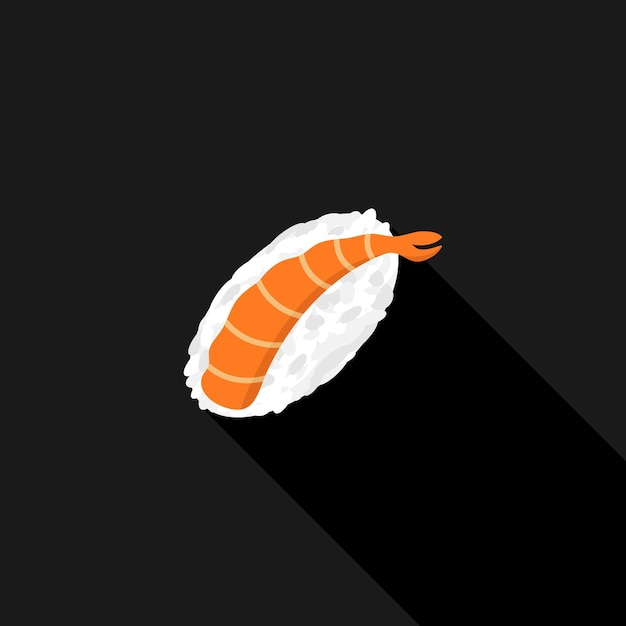 Vector ilustración de sushi con camarones un icono con una sombra vector de cocina asiática