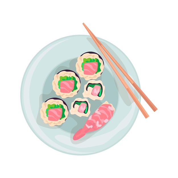 Ilustración de sushi en vector editable de estilo de dibujos animados de color
