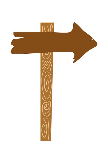 Ilustración de tablero de letrero de madera Punteros de madera de dibujos animados Signo de flechas de palo de puntero de madera