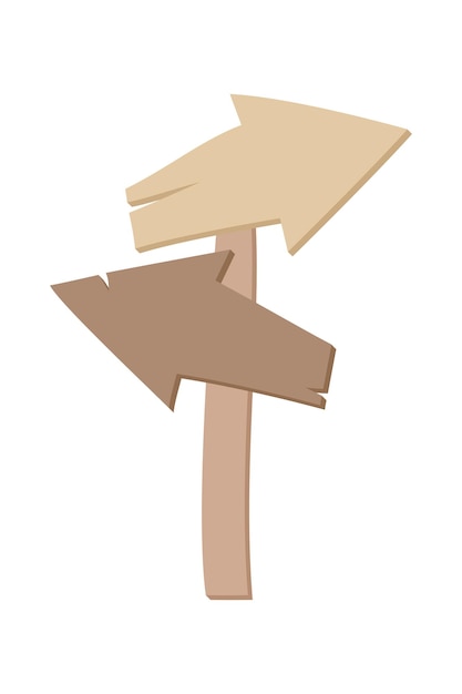Ilustración de tablero de letrero de madera Punteros de madera de dibujos animados Signo de flechas de palo de puntero de madera